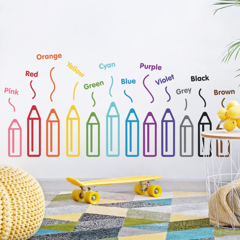 DRWSSR Color Pencils Wall Decals Kids Room Nursery Wall Stickers 12 Colors Crayons Stickers Classroom Decoration Stickers for Babys Kids Bedroom Living Room Classroom Playroom Home Wall Decoration - Image 4